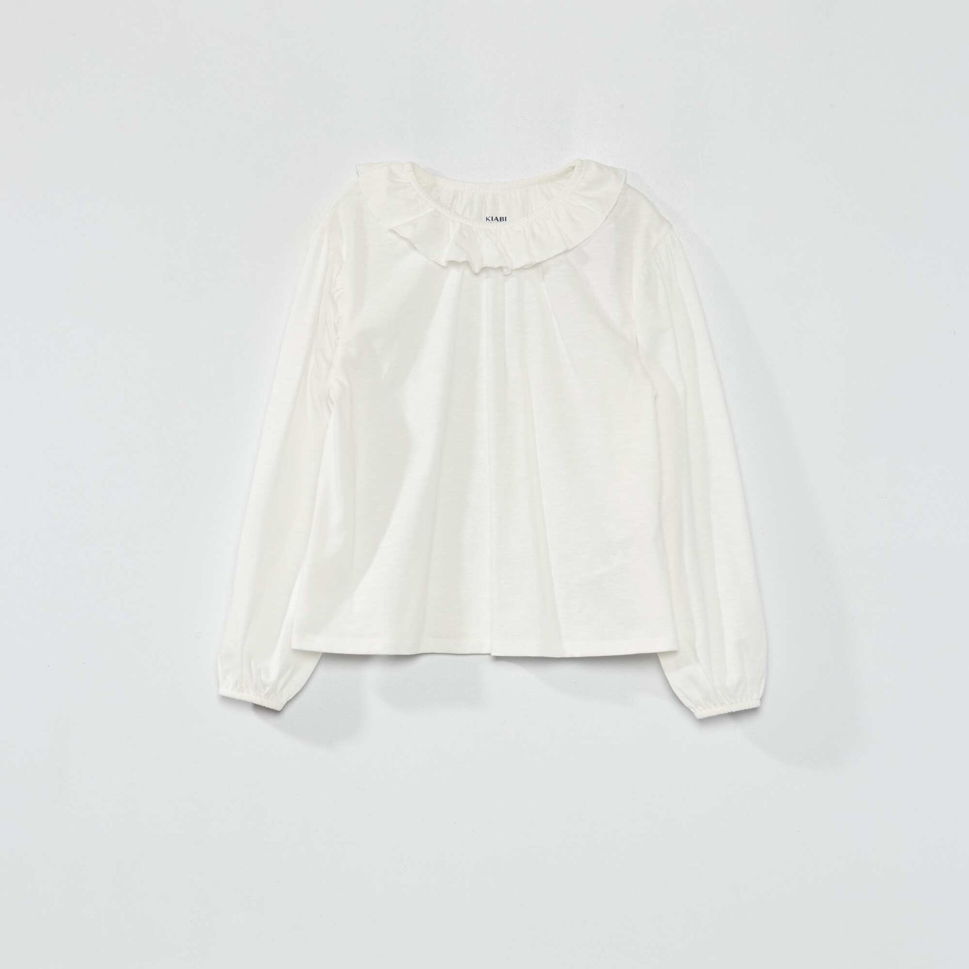 T-shirt col collerette BLANC