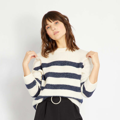 Pull en maille Beige/bleu