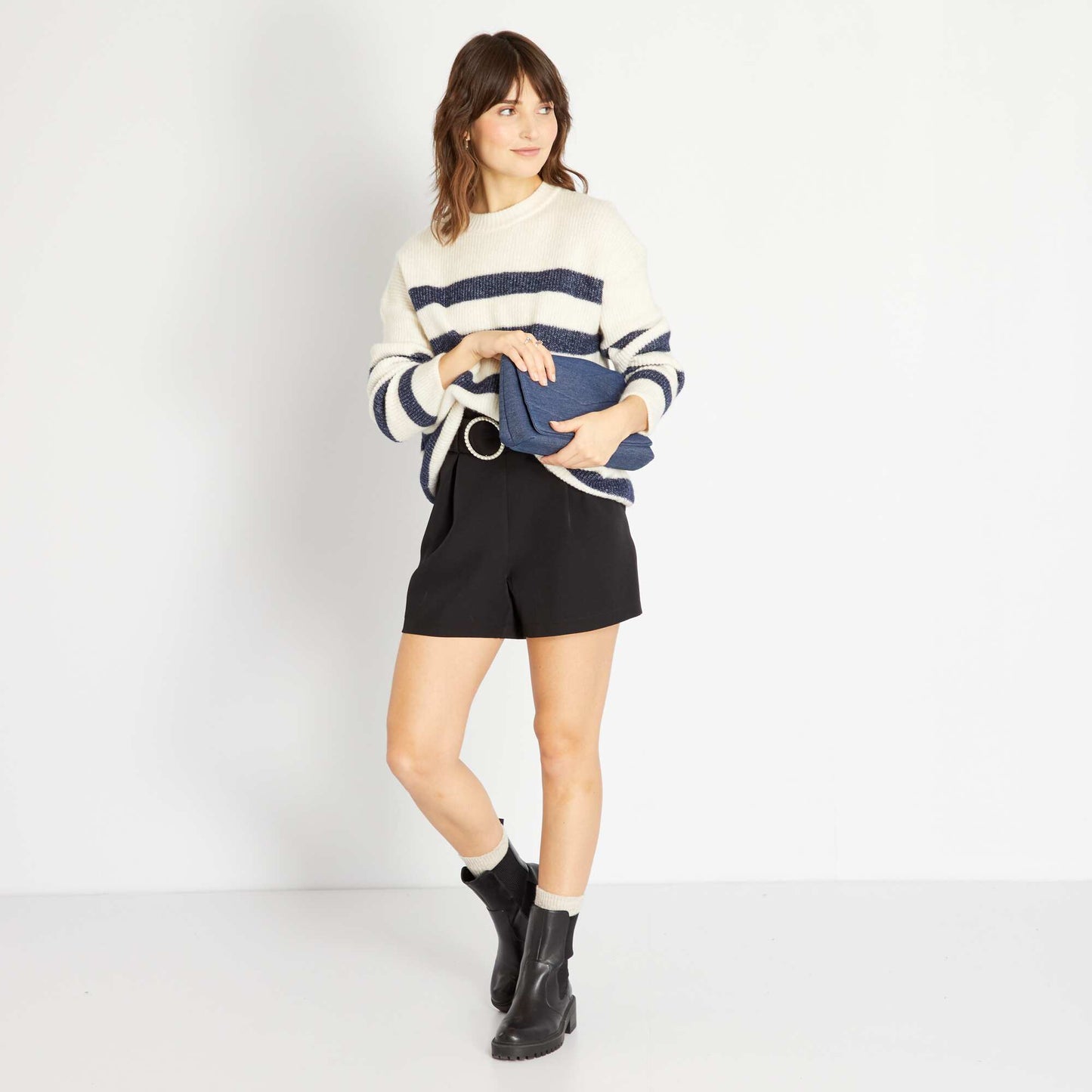 Pull en maille Beige/bleu