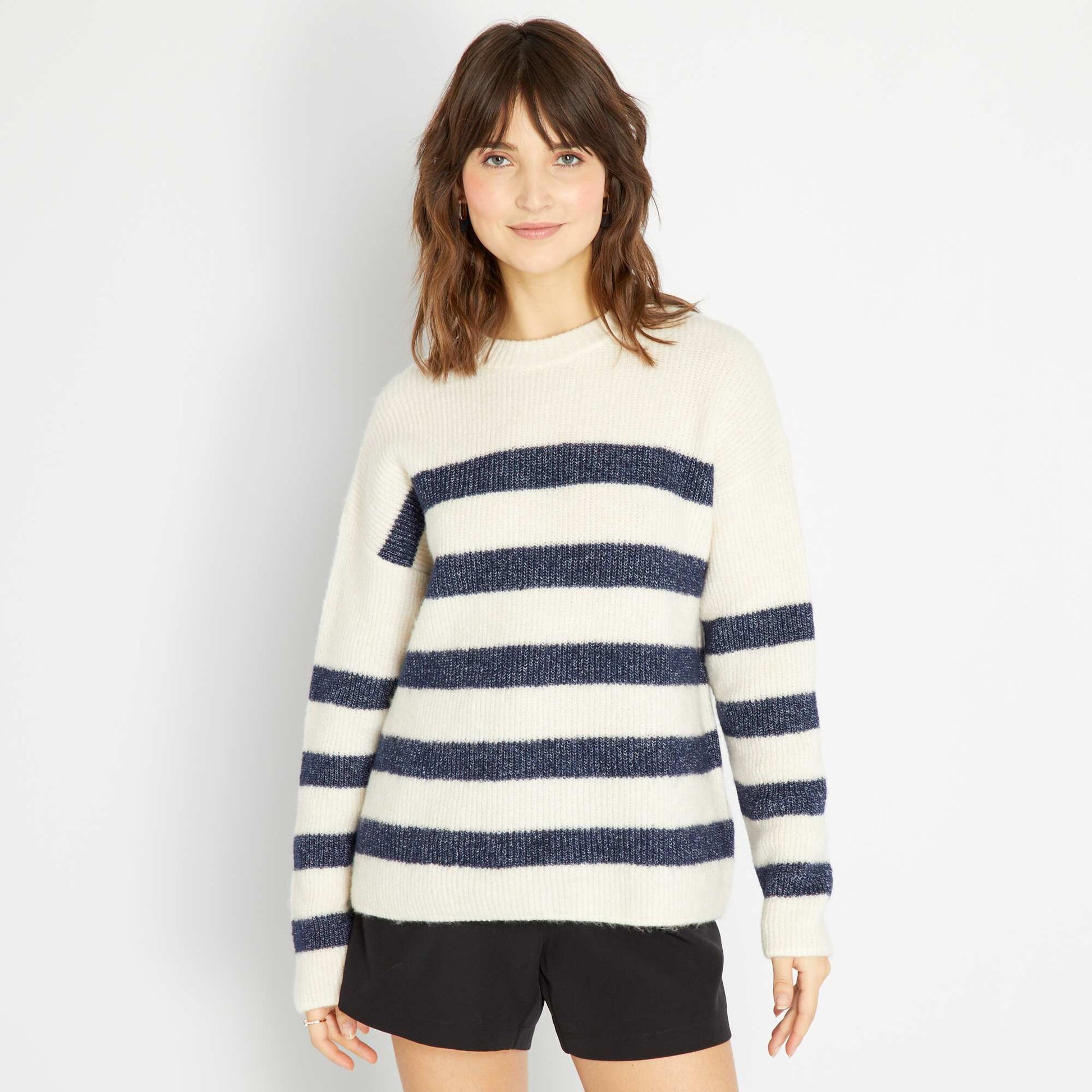 Pull en maille Beige/bleu