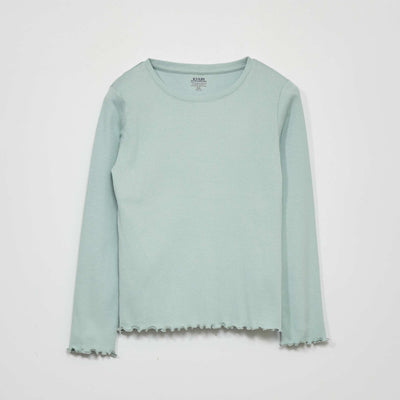T-shirt en maille c tel e manches longues BLEU ETHE