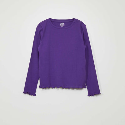 T-shirt en maille c tel e manches longues Violet