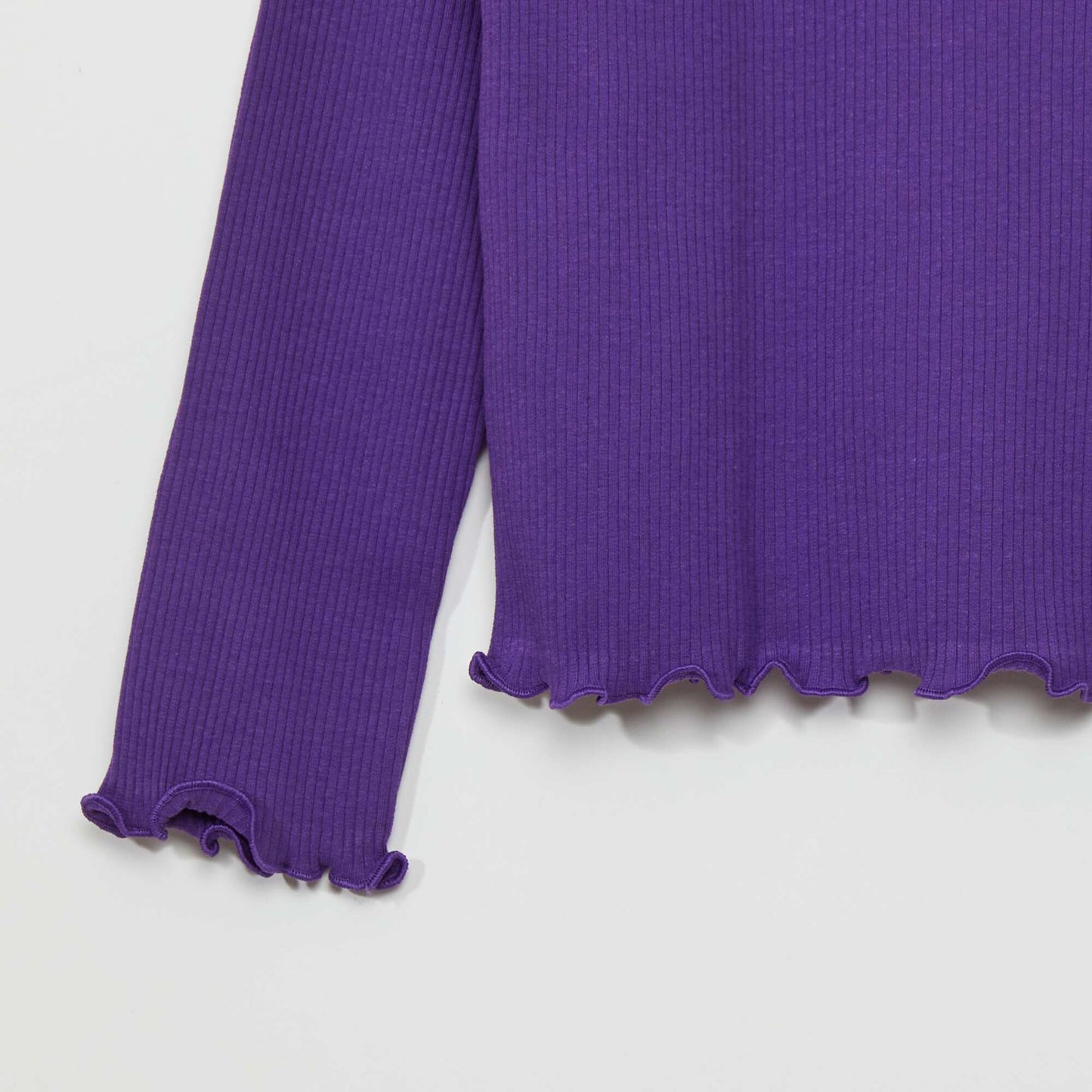 T-shirt en maille c tel e manches longues Violet