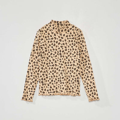 Sous-pull en maille c tel e avec imprim Beige