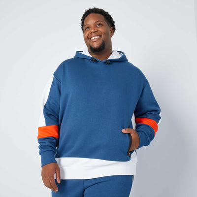 Sweat en molleton color-block bleu fonc