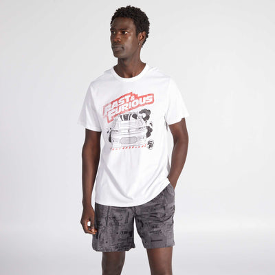 Pyjama court 'Fast & Furious' - 2 pi ces Blanc/gris