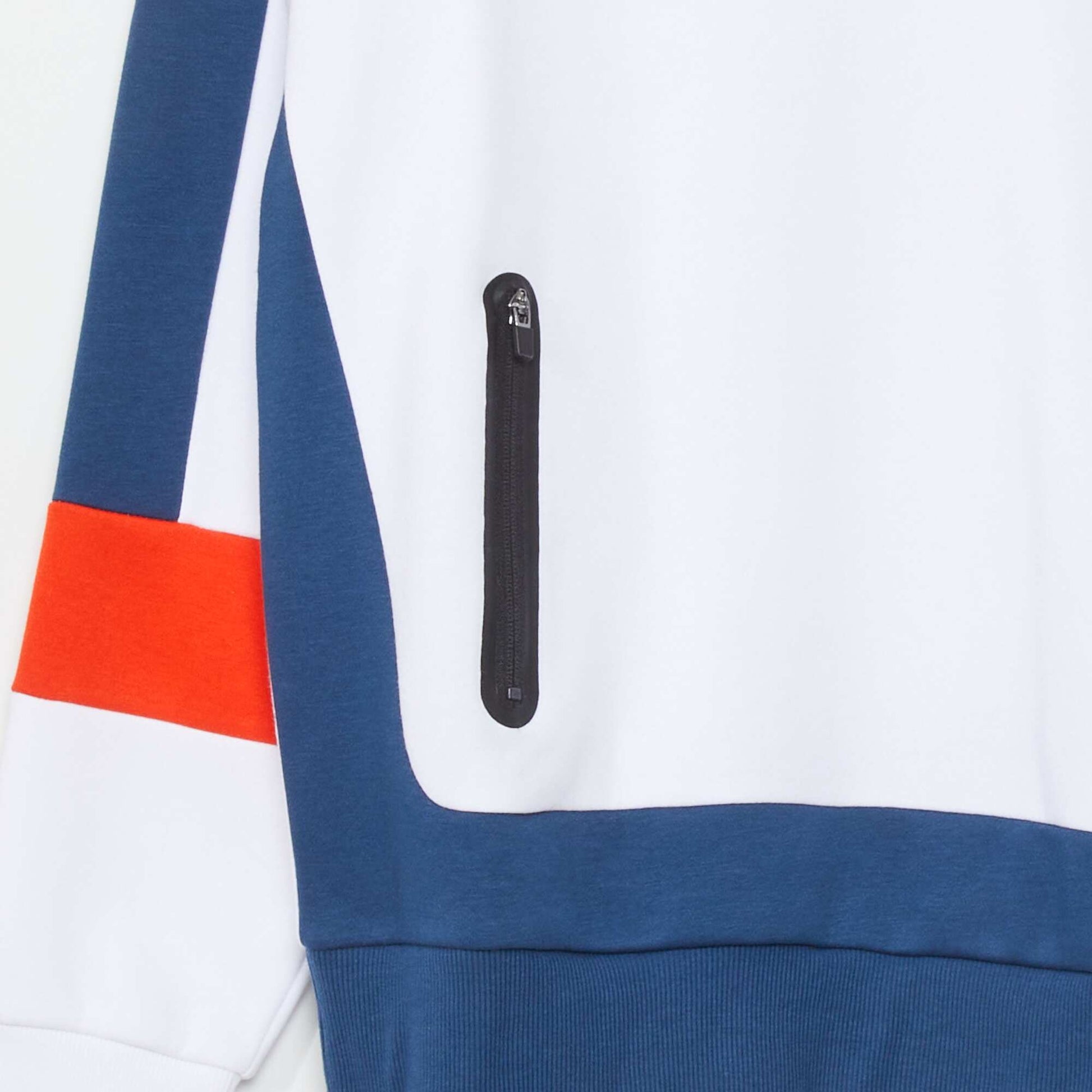 Sweat capuche en molleton Blanc/bleu