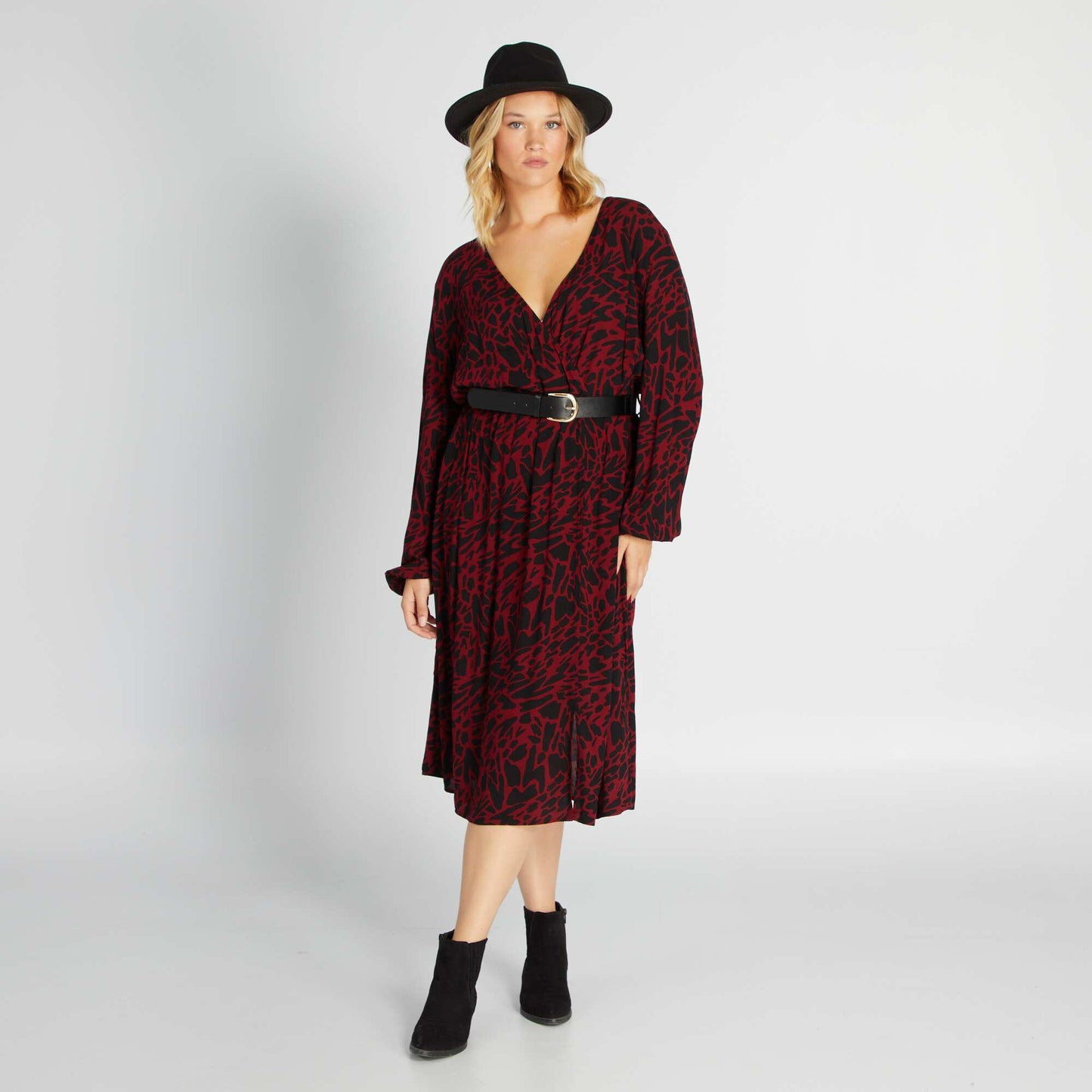 Robe longue avec imprim Noir/rouge