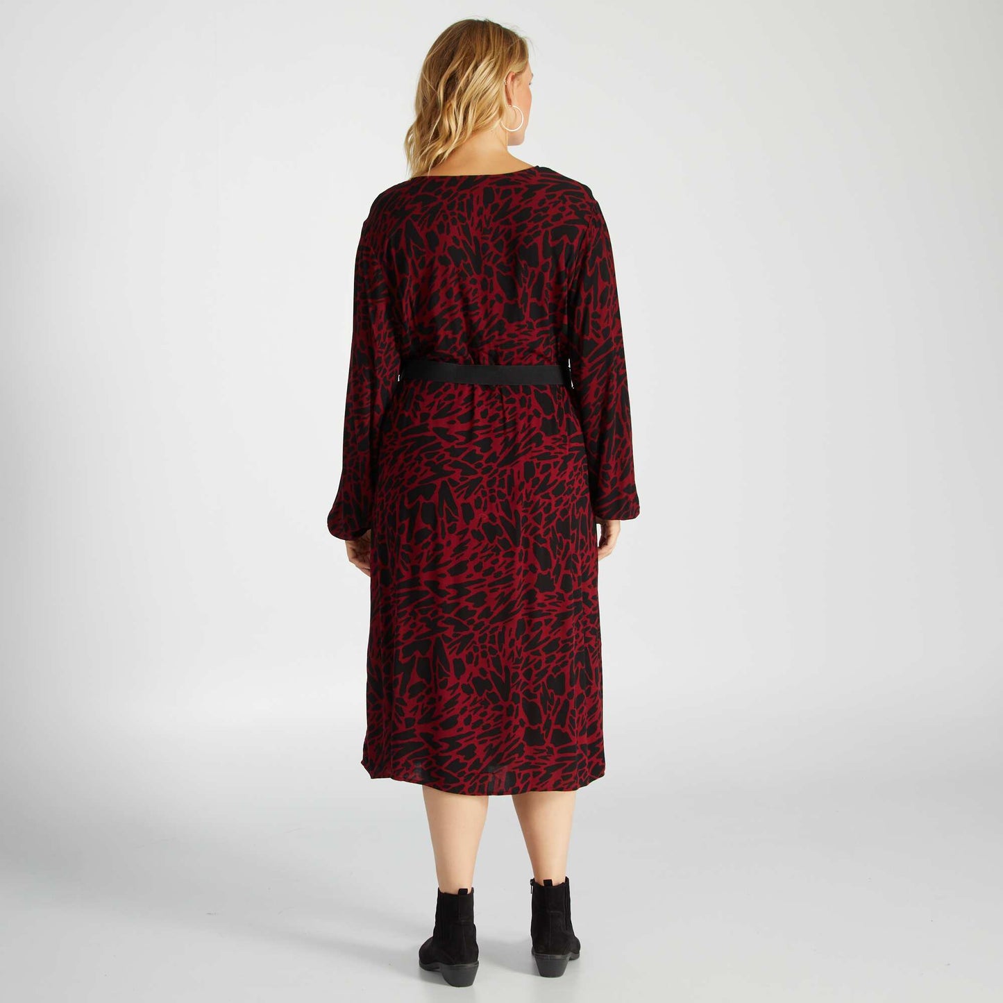 Robe longue avec imprim Noir/rouge