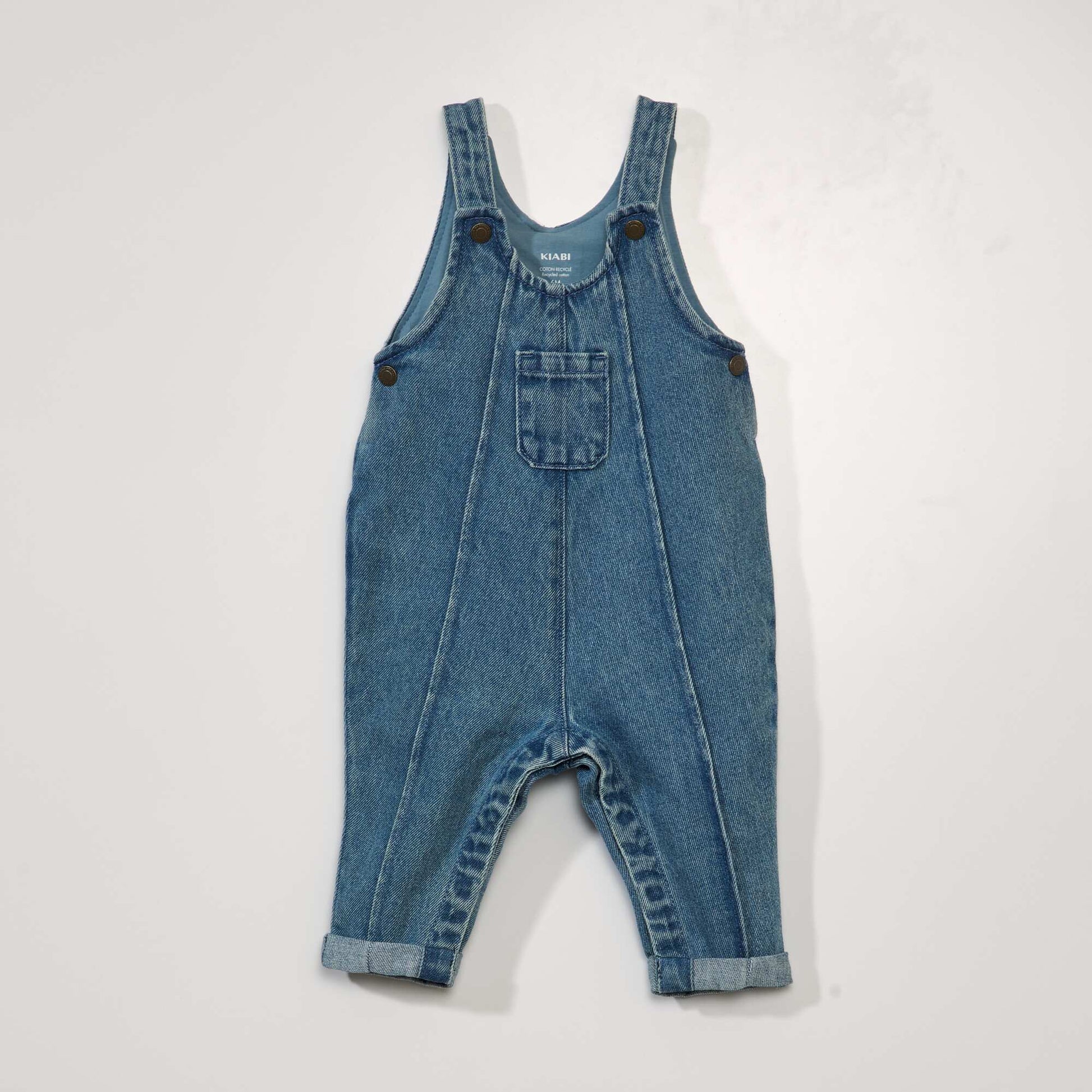 Salopette longue en denim Bleu