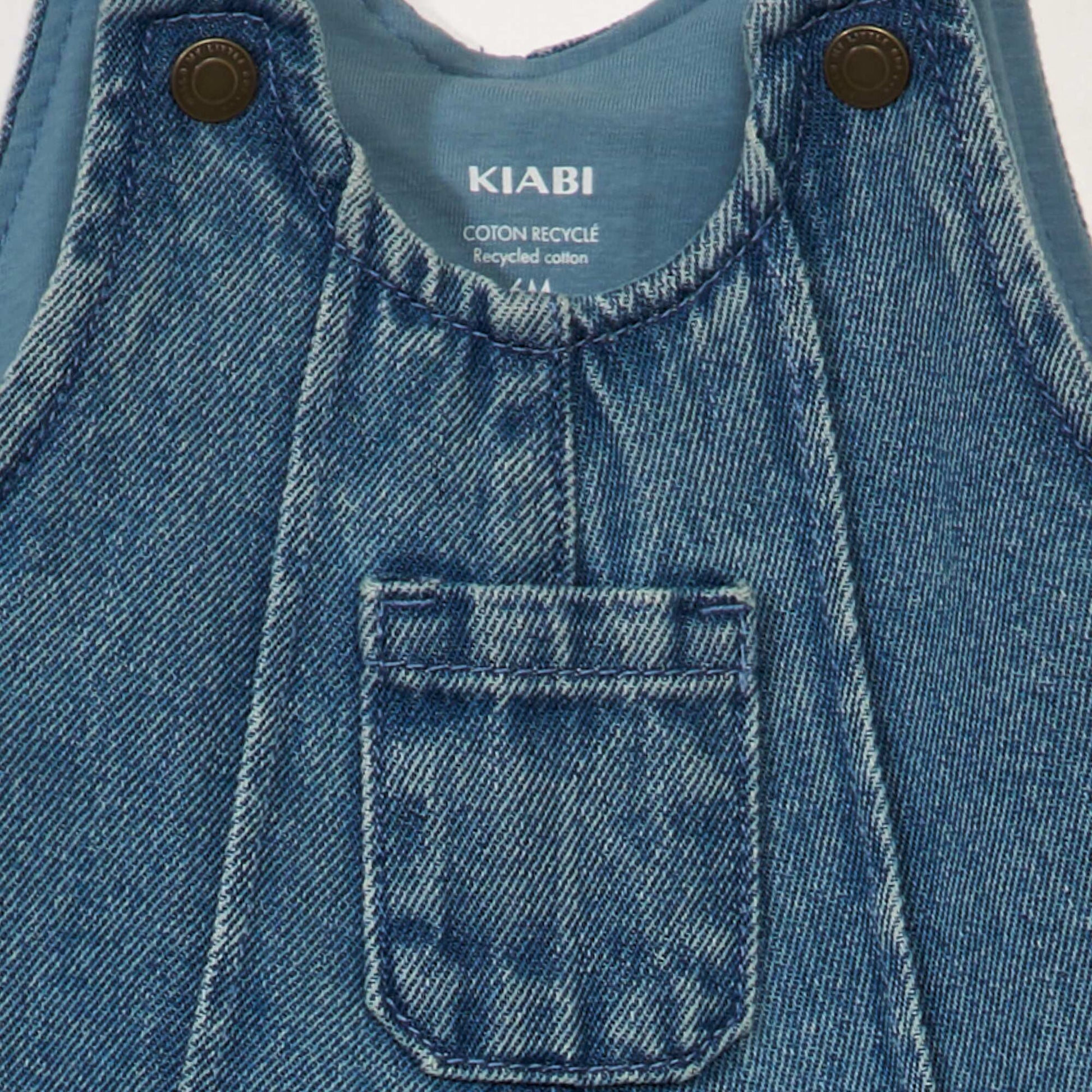 Salopette longue en denim Bleu