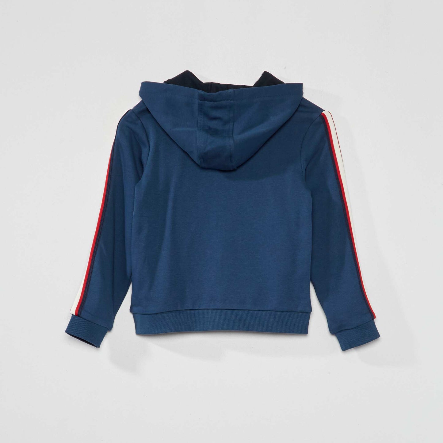 Sweat à capuche et bande tricolore bleu foncé