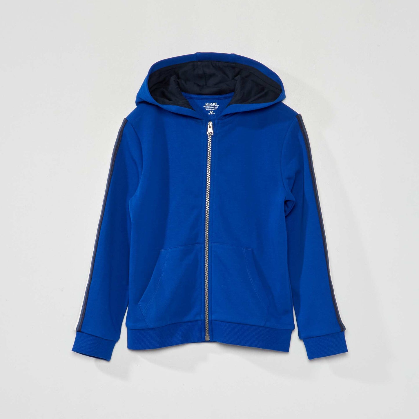 Sweat capuche et bande tricolore bleu