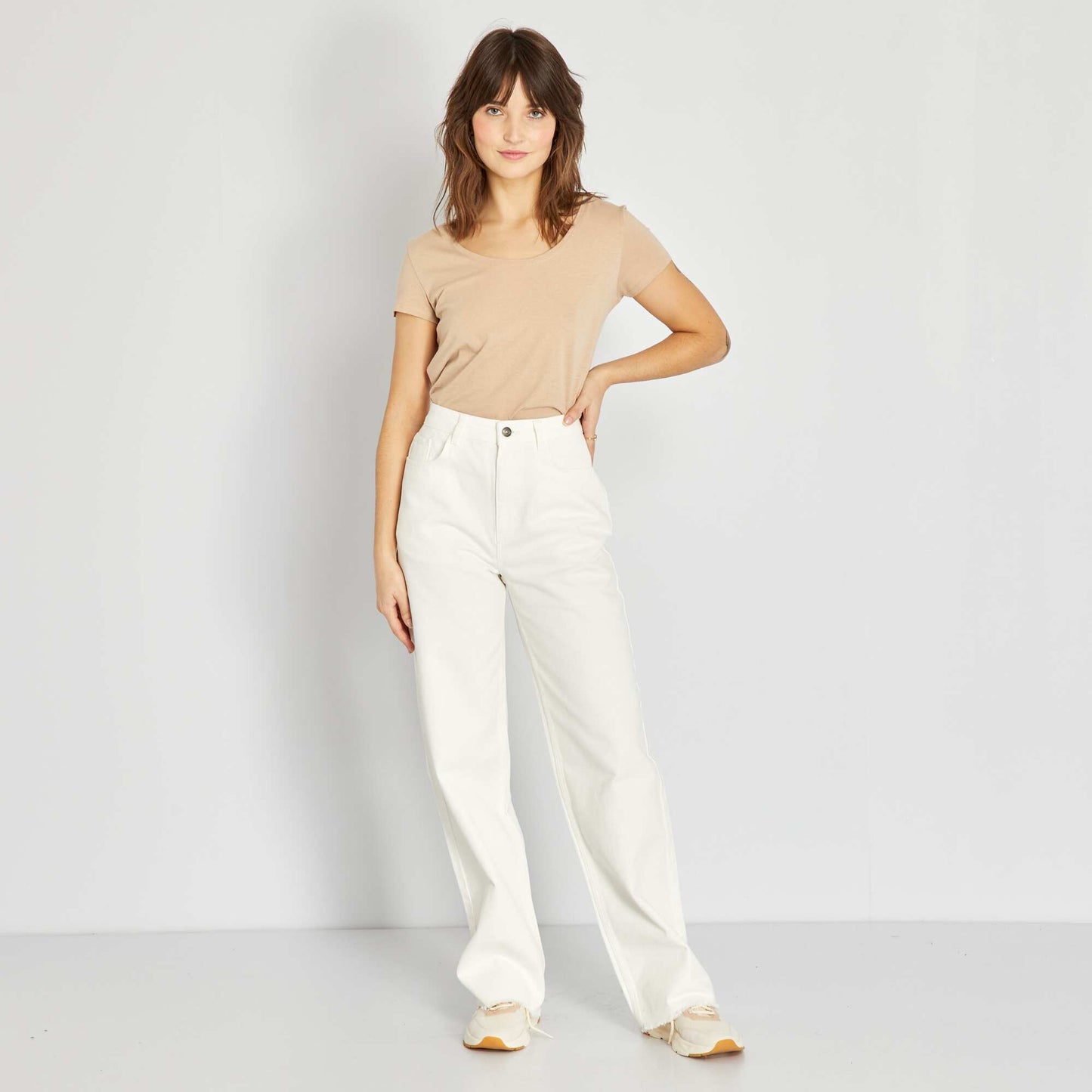 Pantalon large taille haute Blanc