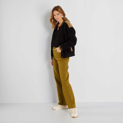 Pantalon large taille haute Jaune moutarde