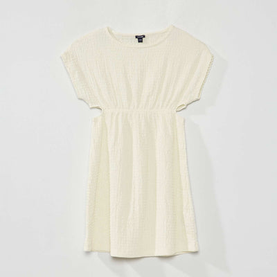 Robe en maille gaufr e Blanc