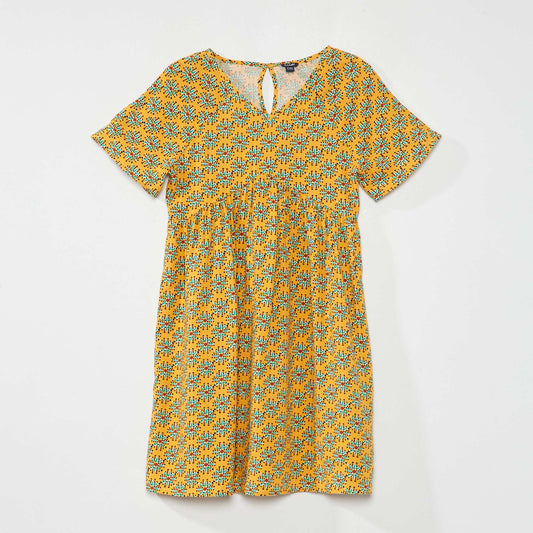 Robe vas e motif fleuri Jaune