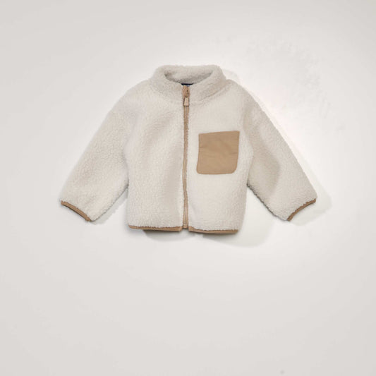 Sweat zipp en sherpa blanc