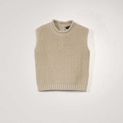 Pull en maille sans manches Beige