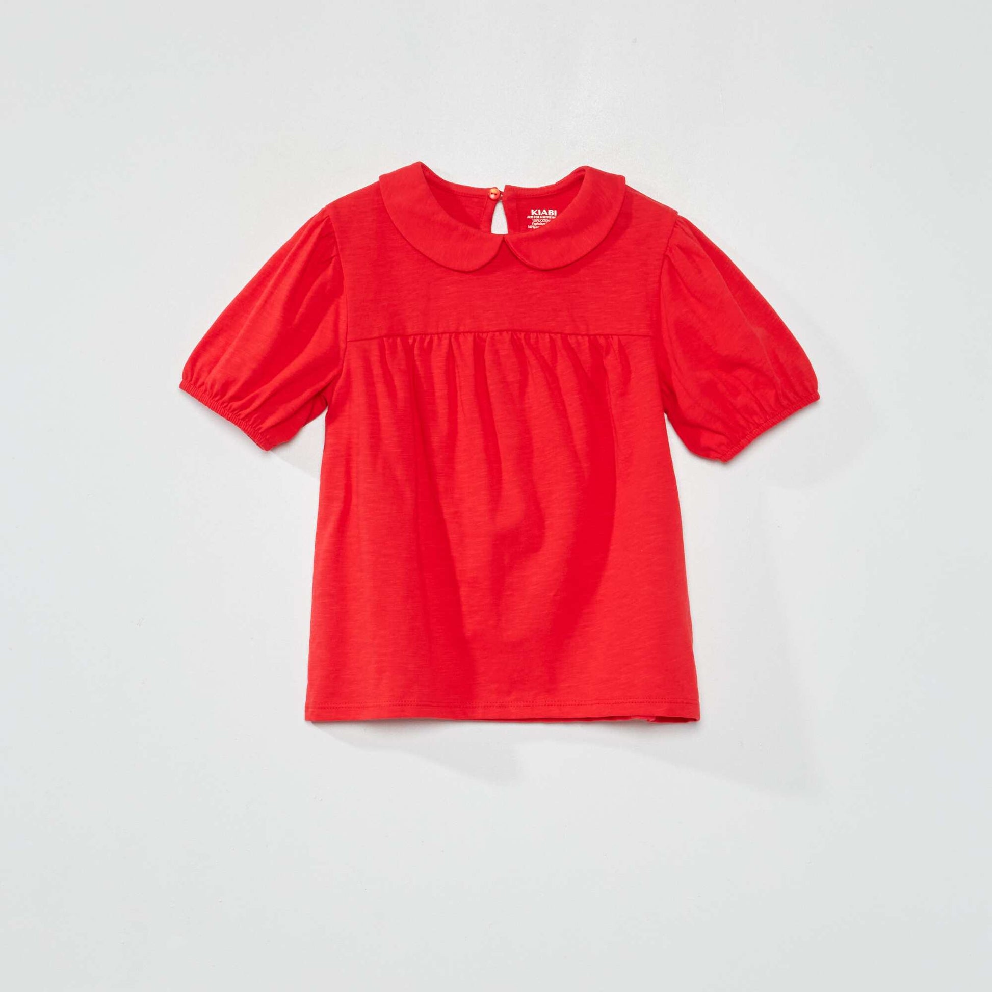 T-shirt avec col claudine Rouge
