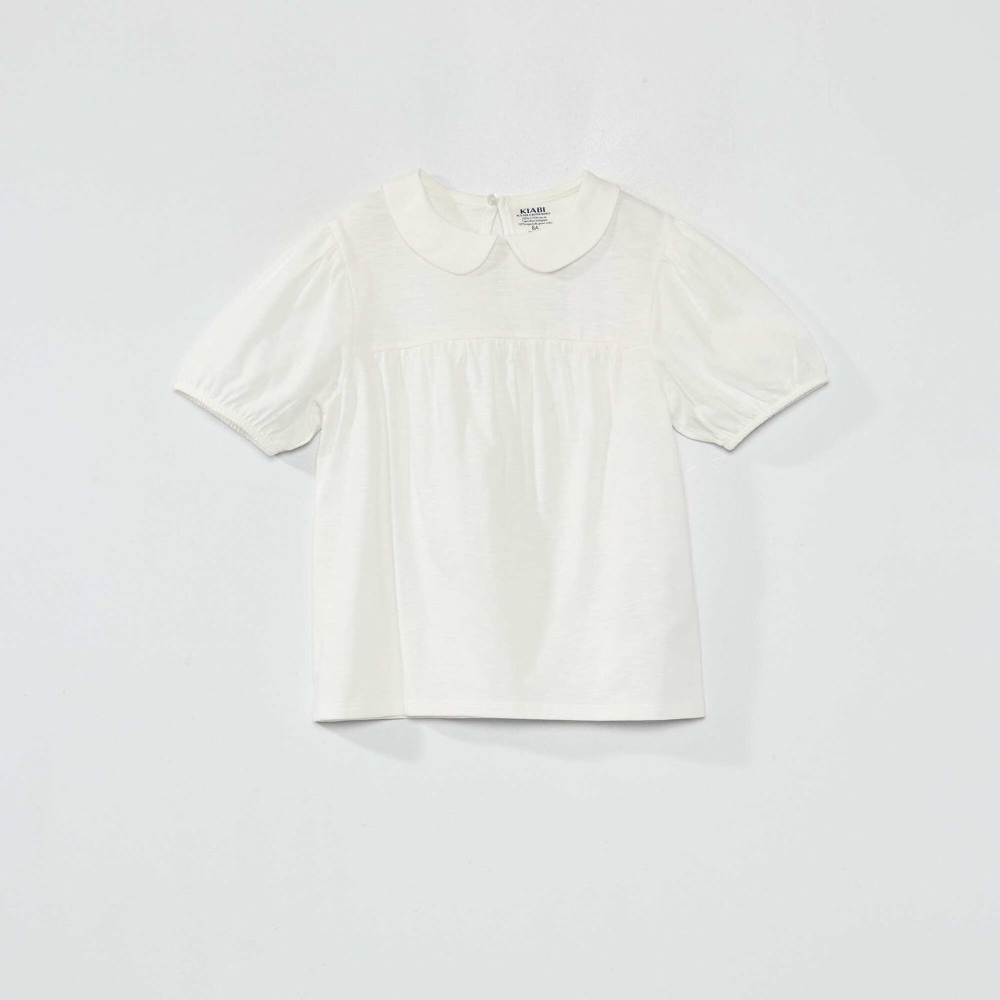 T-shirt avec col claudine Blanc