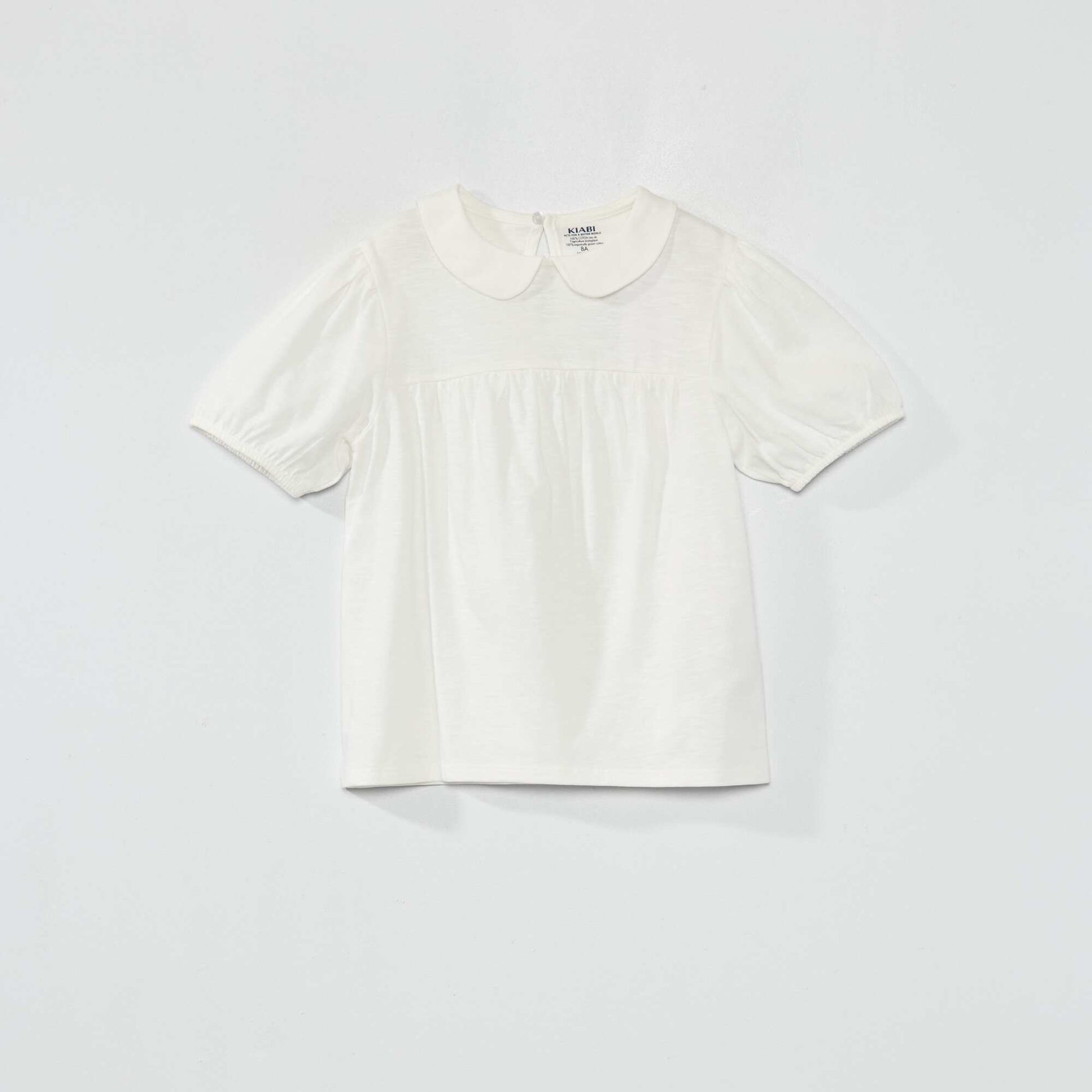 T-shirt avec col claudine Blanc