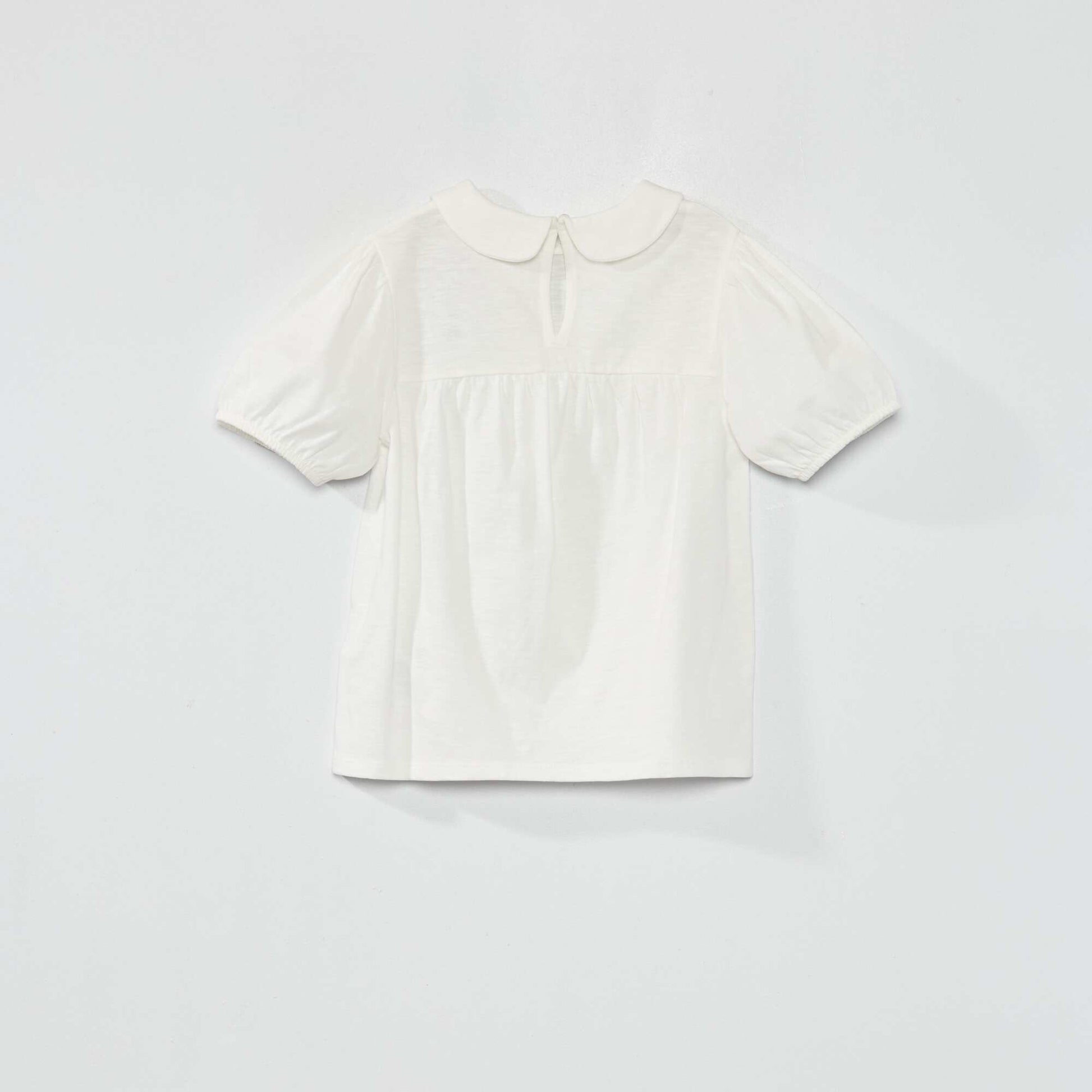 T-shirt avec col claudine Blanc