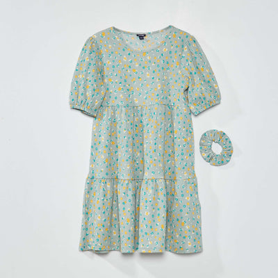 Robe tages en maille gaufr e Bleu
