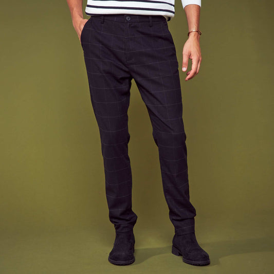 Pantalon chino carreaux Noir