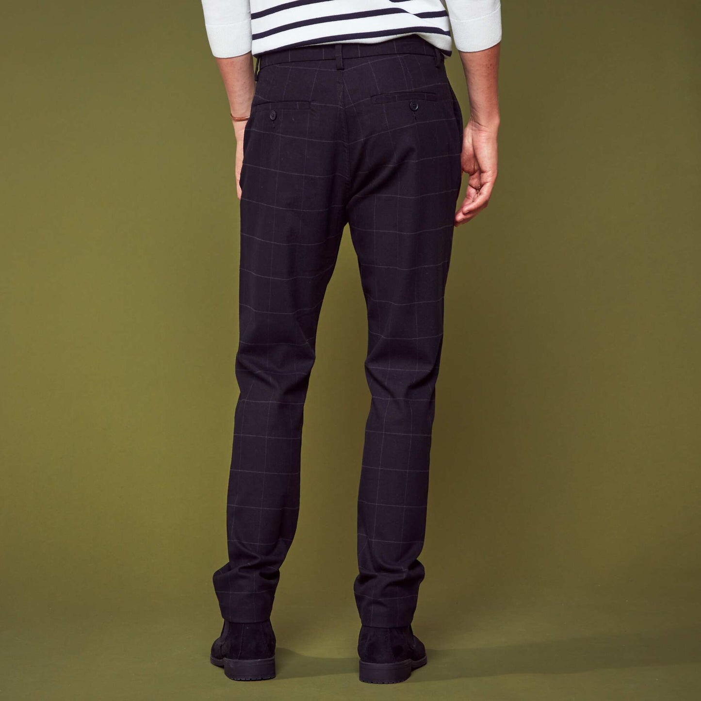 Pantalon chino carreaux Noir