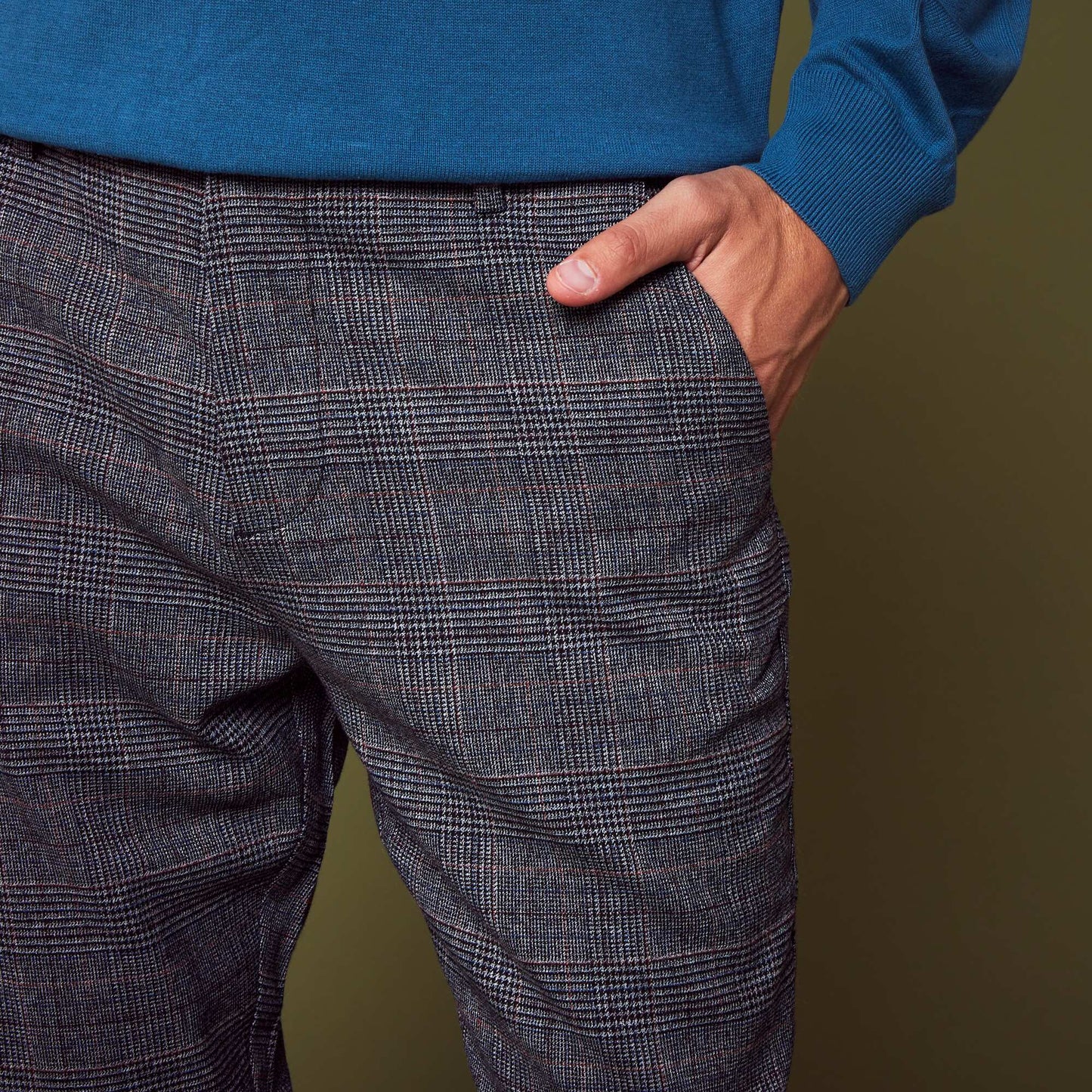 Pantalon chino carreaux Gris