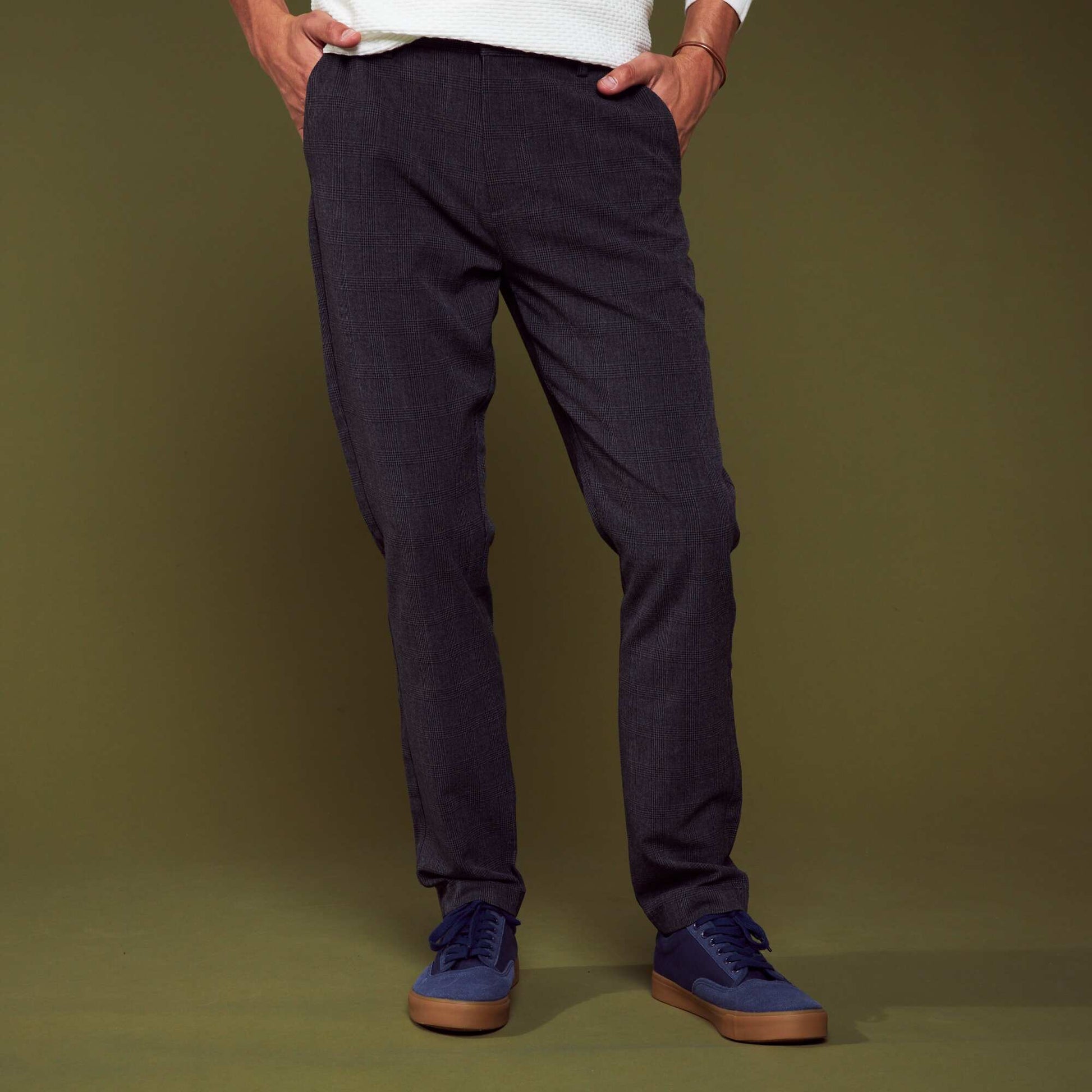Pantalon chino carreaux Noir/gris