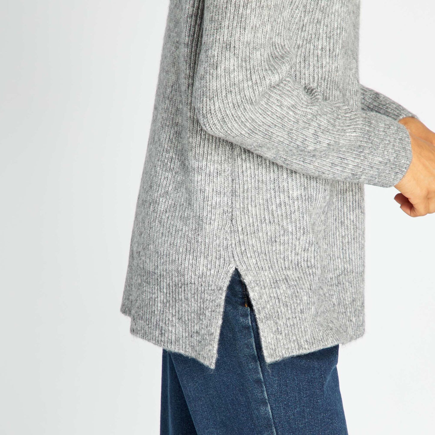 Pull en maille col montant Gris