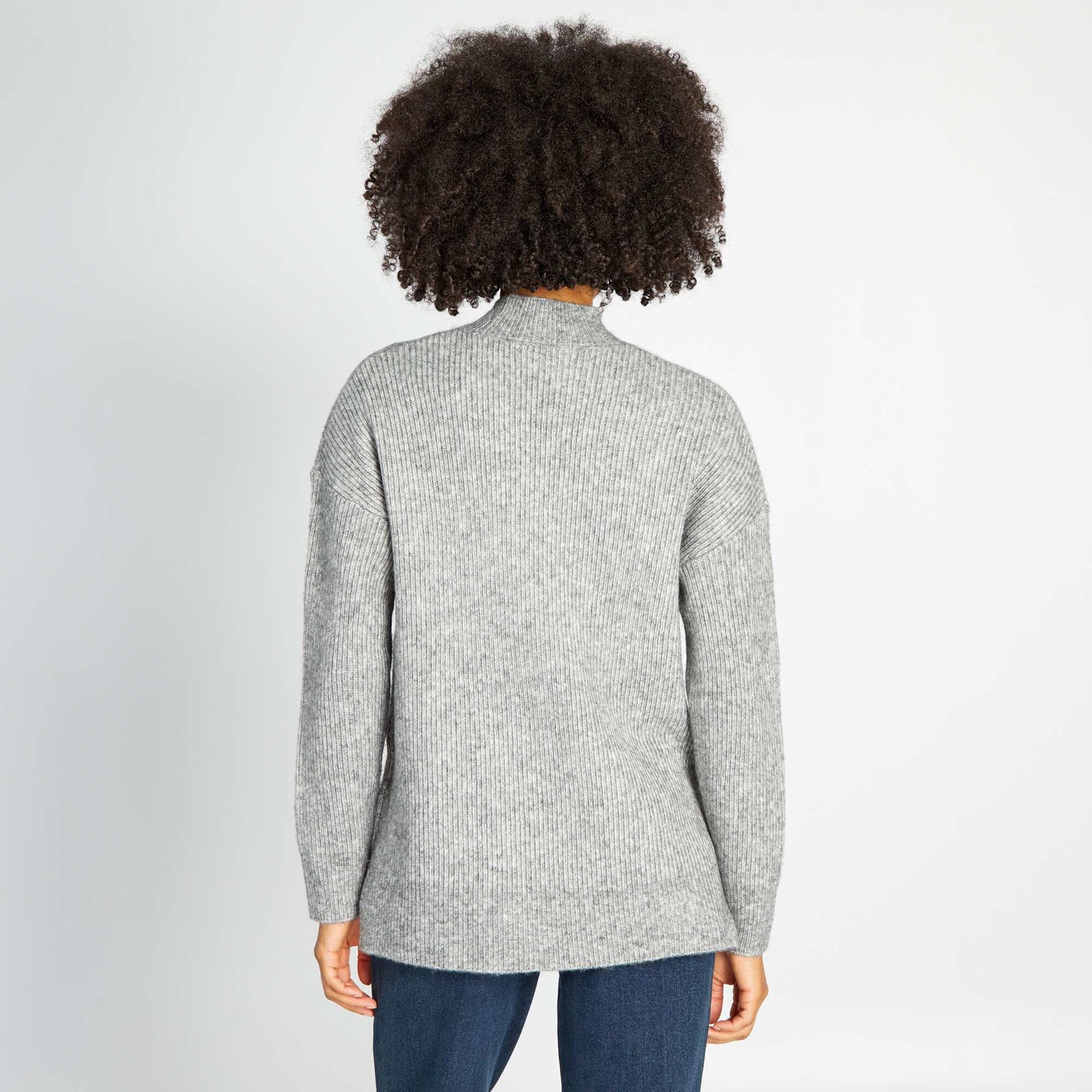 Pull en maille col montant Gris