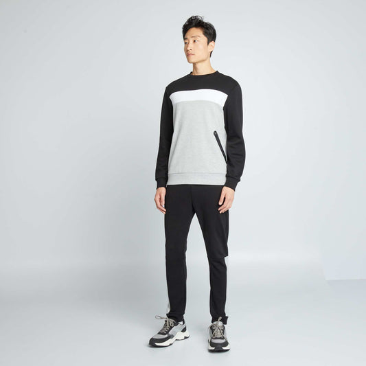 Jogging en piqu de coton noir