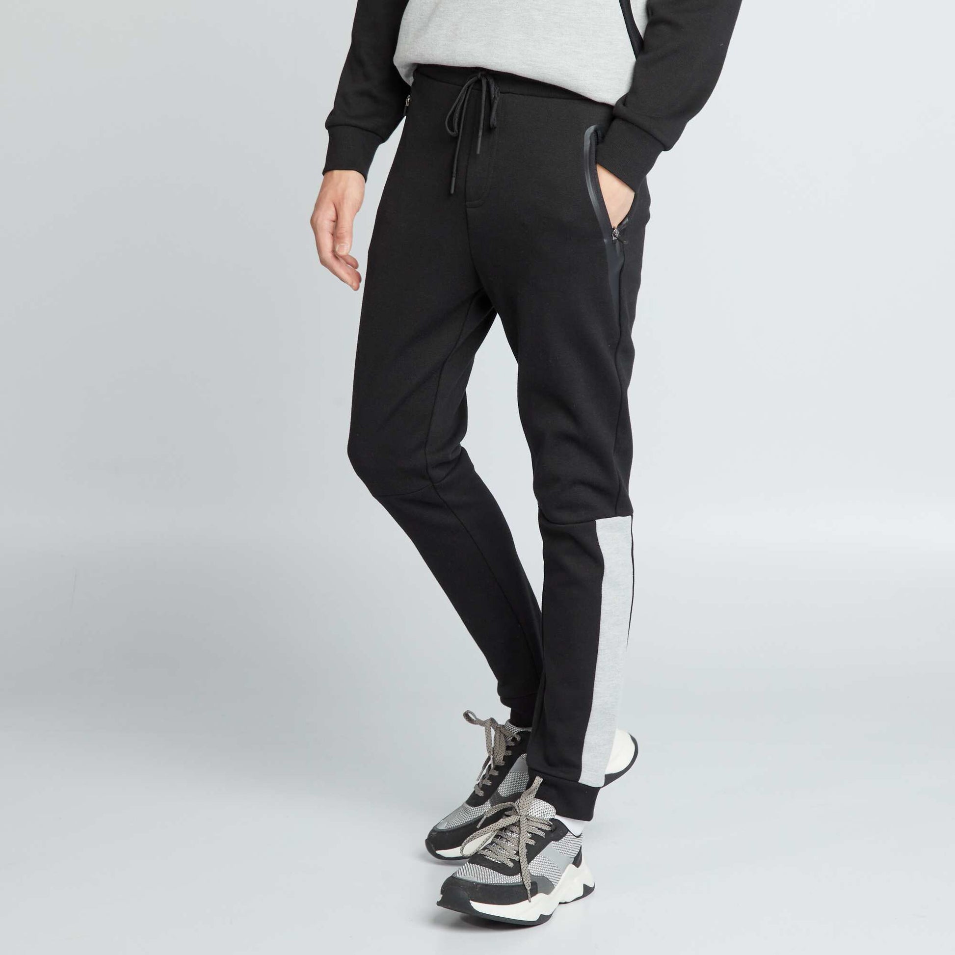 Jogging en piqu de coton noir