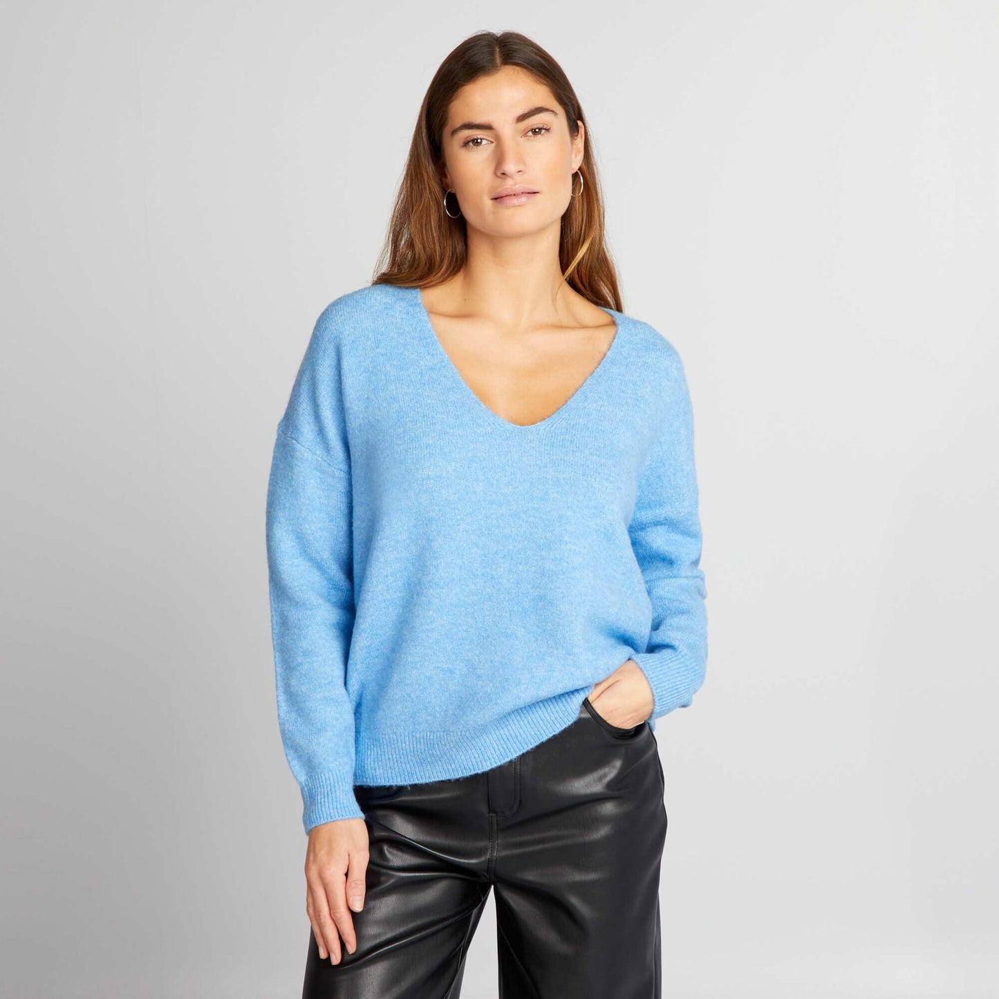 Pull emmanchures descendues Bleu