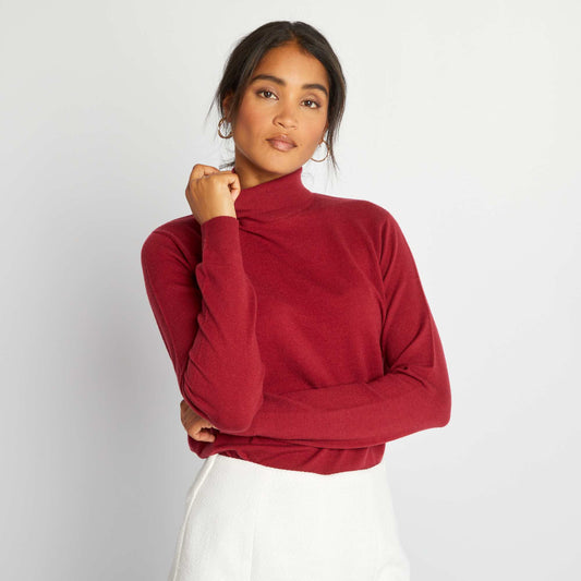 Pull en maille l g re col montant Rouge
