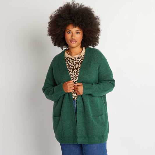 Gilet en maille mi-long Vert