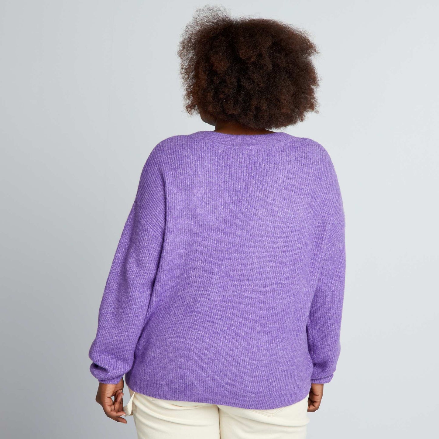 Pull en maille encolure V Violet