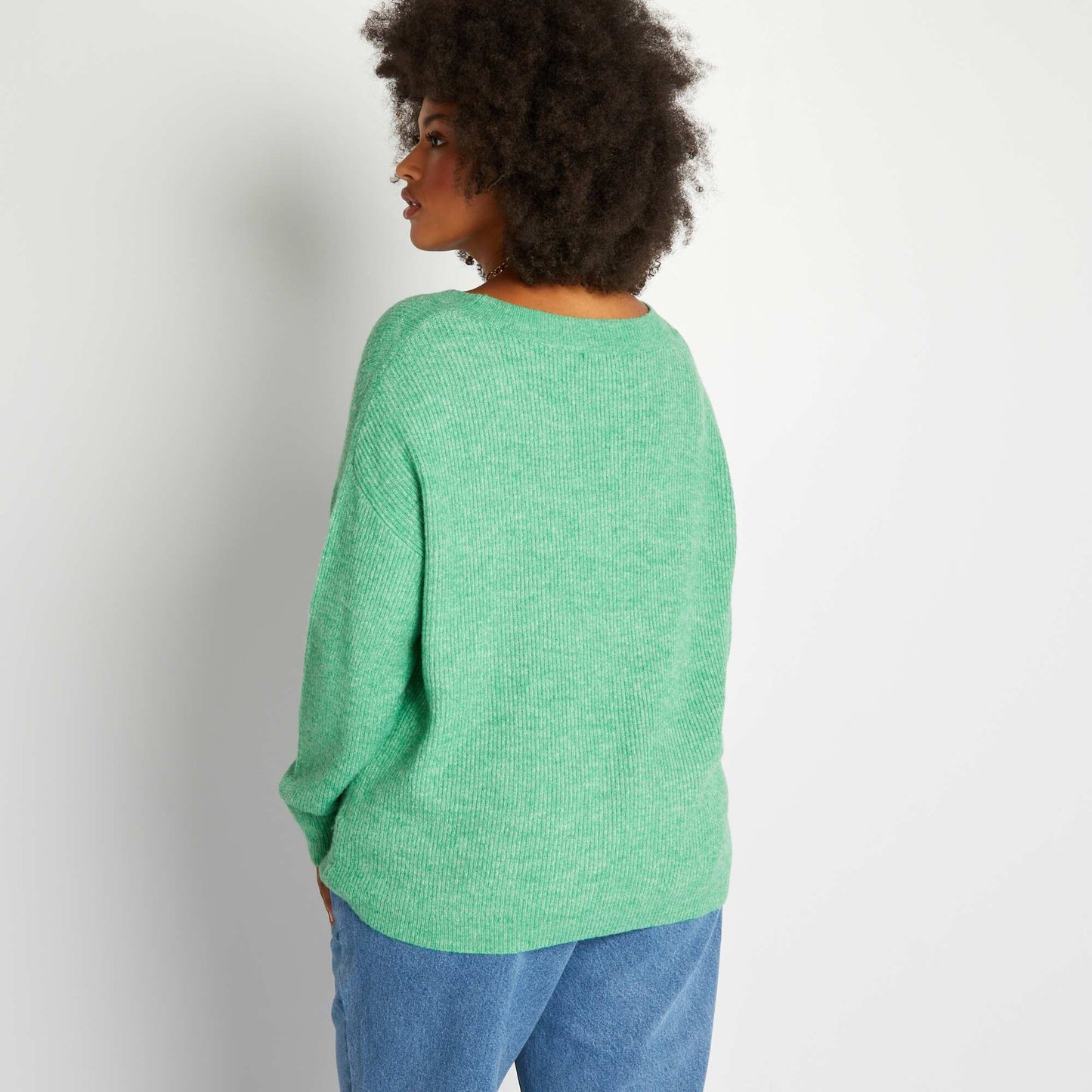 Pull en maille encolure V Vert