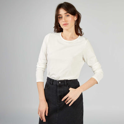 T-shirt en jersey manches longues blanc