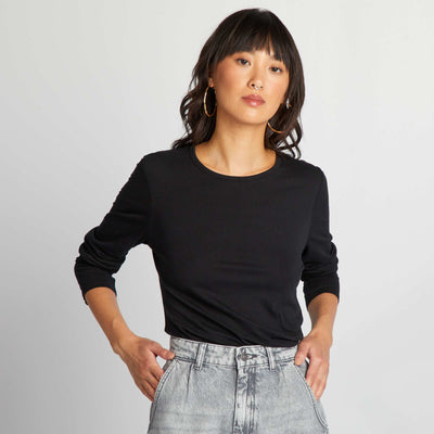 T-shirt en jersey manches longues noir