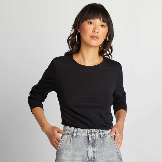 T-shirt en jersey manches longues noir