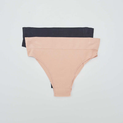 Lot de 2 tangas en RIB Noir/beige