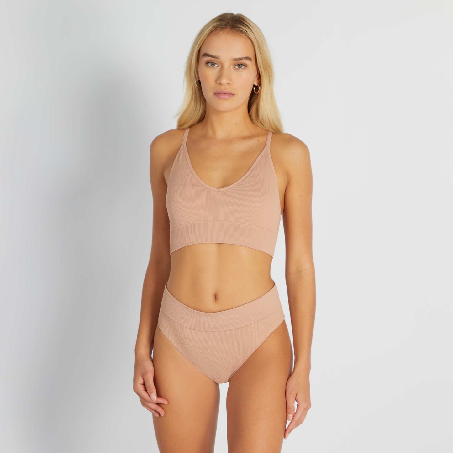 Brassi re triangle en RIB Rose beige