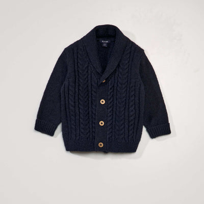 Gilet en maille fantaisie bleu marine