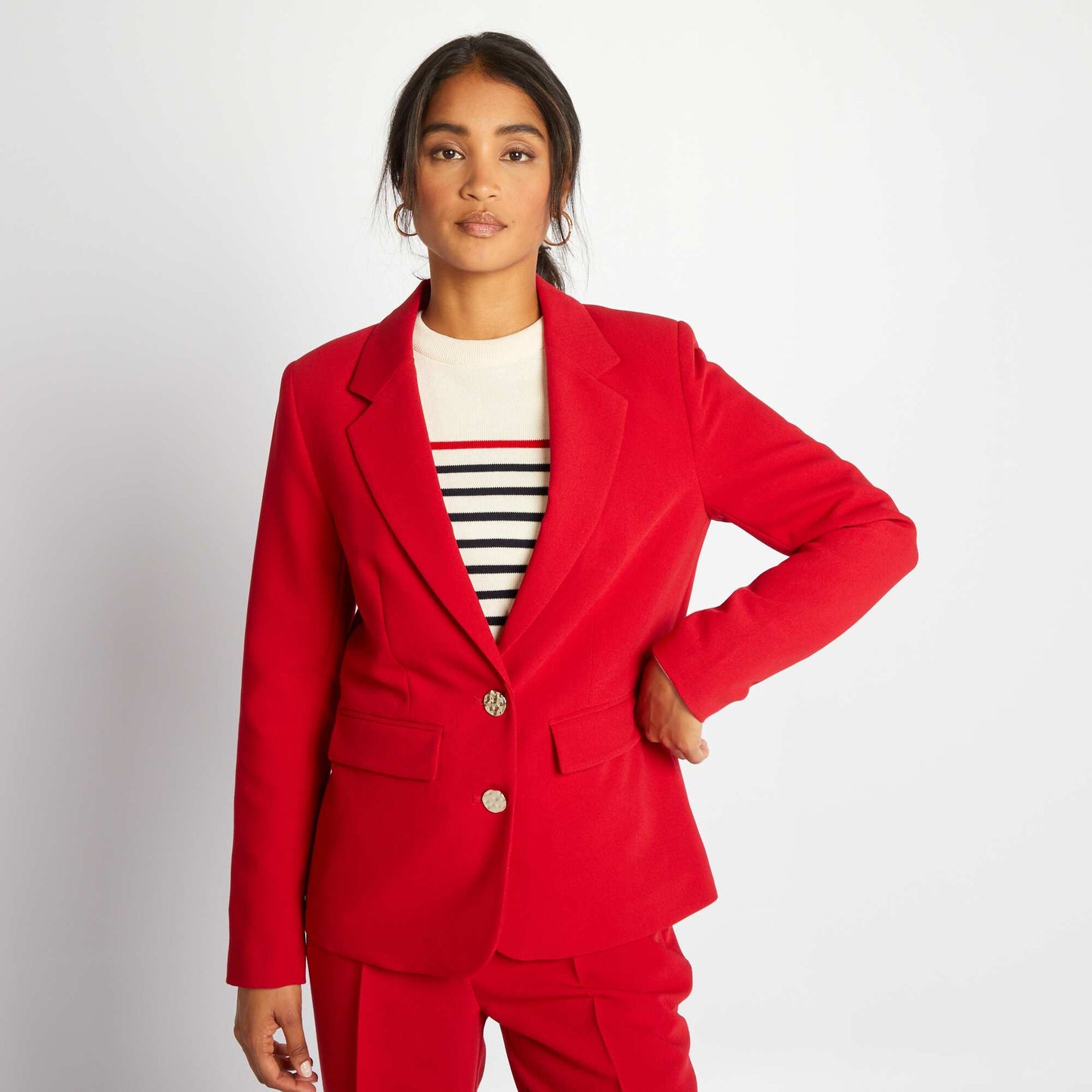 Veste de blazer mi-longue Rouge