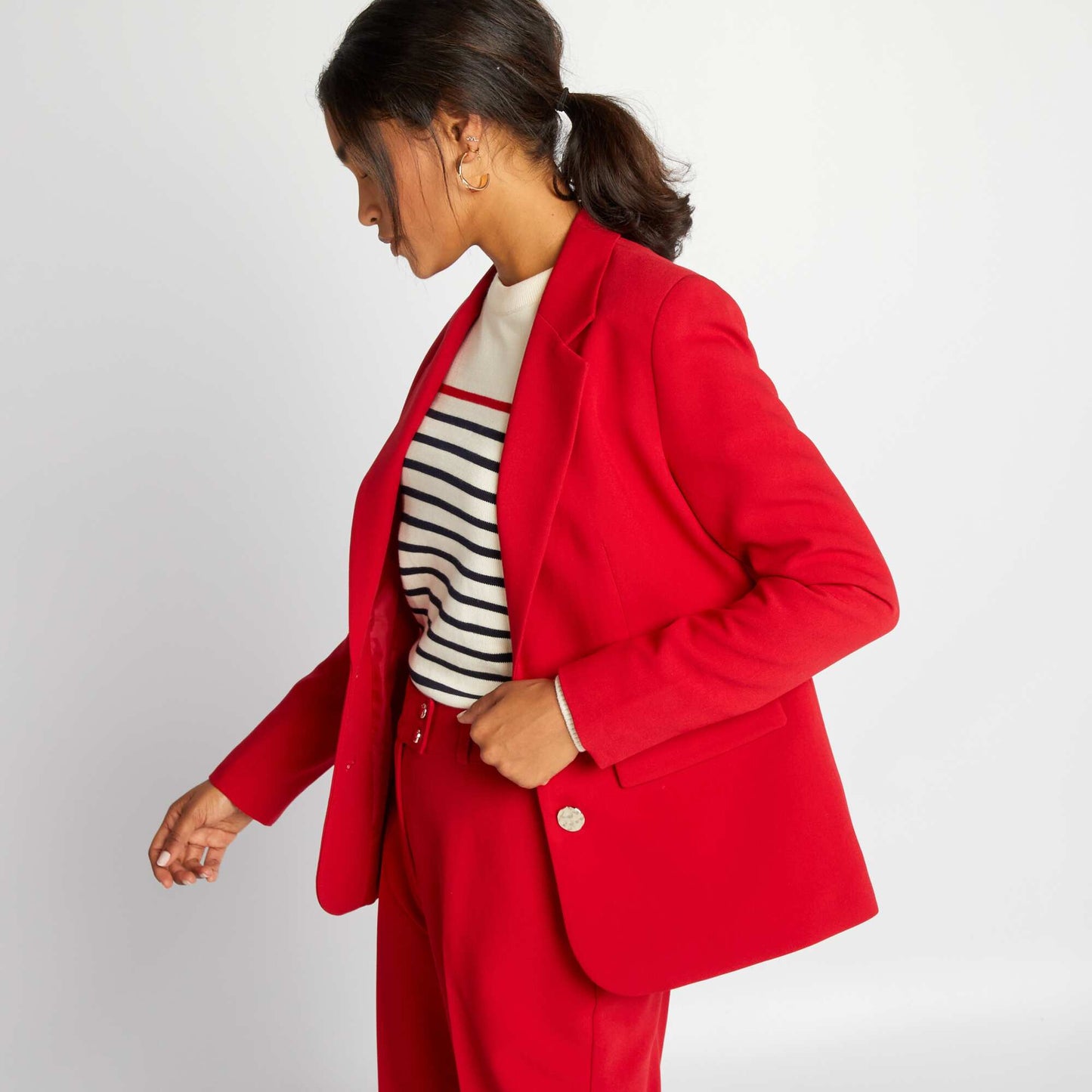 Veste de blazer mi-longue Rouge