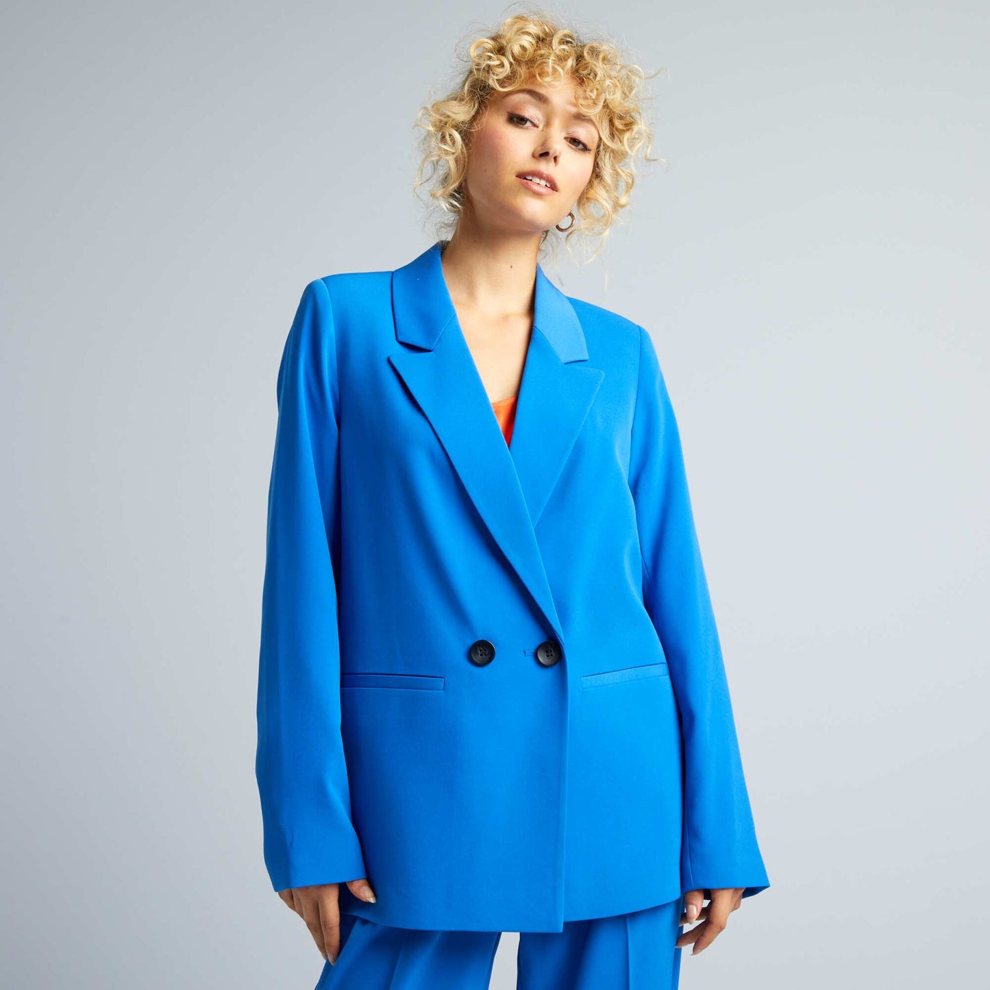 Veste de tailleur double boutonnage Bleu